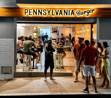 Entrada de Pennsylvania Burger en San Antonio Ibiza recomendada desde hostal boutique en San Antonio Ibiza